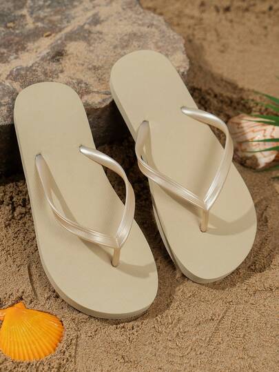 青少年纯色 EVA 人字拖，简约时尚百搭防滑轻便柔软平底凉鞋，适合户外穿着、卧室、浴室、海滩、度假村