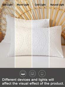 1pc/2pcs/4pcs Cozy Tufted Microfiber Pillow Cover Set (Pillow Inner Not Included), Soft & Comfortable, Suitable For All Seasons Christmas Gift - White - View 7