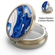 HION Hộp đựng thuốc Hộp đựng thuốc có gương Hộp đựng thuốc nhỏ 3 ngăn cổ điển để đựng trong ví hoặc túi Hộp đựng thuốc tròn nhỏ bằng đồng trang trí bằng kim loại đựng thuốc Vitamin Quà tặng độc đáo - Nhiều màu - Xem 15