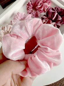 12pcs/Set Women's Solid Color Velvet Scrunchies, Versatile Hair Accessories For Autumn/Winter, Washing Face, Hair Ties, Scrunchy Hair Ties, Sport, Home Beauty Women Accessory Gifts Ponytail Head Accessories Elastic Band Hair Rubber Bands,Travel,Birthday - Multicolor - View 3
