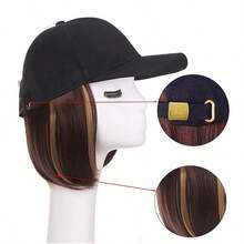 12 Zoll Baseball Cap Perücke, synthetische Perückenkappe, Damen hitzebeständige Faser Kurzhaarperücke mit Wellen, geeignet für den täglichen Gebrauch, Halloween - Verschiedenfarbig - Übersicht 5