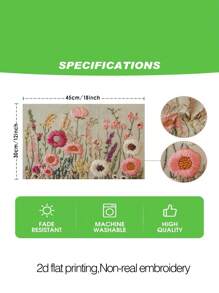 4 件/6 件彩色刺绣花朵餐垫，矩形桌布，可水洗，适合家庭聚餐、咖啡桌、耐用的厨房和餐厅装饰、派对和场景的桌面装饰、家居装饰
