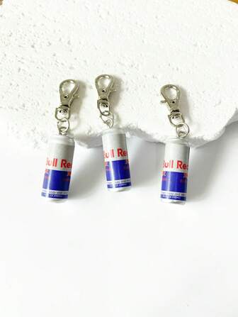 3pcs Cartoon Casual Resin Beer Can Pendant, Keychain For Women, Lobster Claw Keychain, Fashion Jewelry Accessories, Suitable For Bag Decor, Best For Birthday And Holiday Gifts