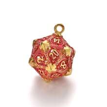 D20 金属空心盒 + 7 件金属骰子套装，便携式棋盘游戏骰子迷你套件，黑暗血迹风格骰子吊坠，圣诞节，万圣节， - 彩色 - 查看 3