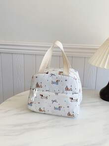 3件套尼龙腊肠犬印花背包，可折叠多口袋大容量拉链背包，适合高中生、大学生日常使用、工作、旅行、情人节礼物、书包、学院风背包带铅笔盒，可爱腊肠犬返校必备背包