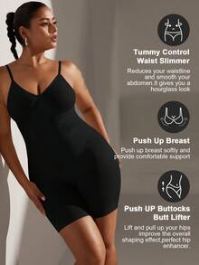 1件加大码女士性感露背连体衣，塑身衣，夏季款 - 黑色 - 查看 7