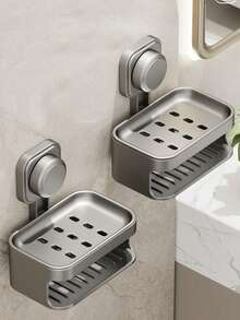 2/1pc吸盘香皂盒壁挂式肥皂盒收纳架免打孔家用浴室卫生间墙壁排水收纳