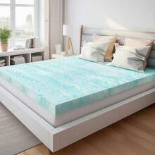Sweetcrispy Foam Mattress Topper 2 Inch Thick Gel Infused Cooling Toppers Bed Pad, CertiPUR US Certified, Ventilated And Breathable Sleeper Sofa - 藍白色 - 查看 9