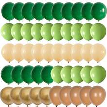 25/45/60 piezas Globos de Aventura en la Selva Verde Marrón Beige Bosque Salvaje, Adecuados para Fiesta de Revelación de Género, Despedida de Soltera, Fiesta de Carnaval, Fiesta de Cumpleaños, Ceremonia de Graduación, Aniversario, Despedida de Novia, Navidad, Baby Shower - Multicolor - Ver 2