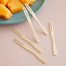 400/200/100/50/10pcs Bamboo Fruit Forks - Heart Or Knot Design Flat Tip Forks - And Fashionable Fruit Picks, Desserts, Parties, Weddings And Daily Use
