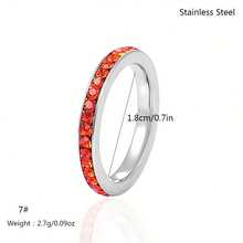 1pc Luxury Birthstone Eternity Band Stainless Steel Stackable Ring For Women, 12 Colors Available, High-Quality Jewelry, Ideal For Valentine's Day, Engagement, Anniversary, Birthday Gift - Silver - View 10