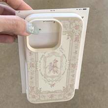 TPU 时尚 TPU 花卉图案 1 件装材质 优雅复古花卉图案兔子设计手机壳 兼容 /智能手机 国际版 非国内版 复活节兔子 春季礼物 周年纪念派对 - 白色 - 查看 4