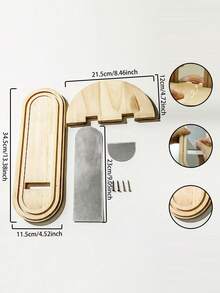 1Pc Arch Wall Shelf With Acrylic Mirror Wood Floating Storage Shelves Modern Minimalist Wall-Mounted Display Rack For Living Room Bedroom Bathroom Kitchen Home Decor Organizer Geometric Wall Mounted Shelves, Wood Floating Shelves, Rustic Wood Shelves For Wall Storage, Wall Mounted Wooden Display Shelf For Bedroom Kitchen, Floating Shelves For Wall Shelf Over Toilet Small Wall Mounted Farmhouse Decor - Mirror Geometric Style - View 13