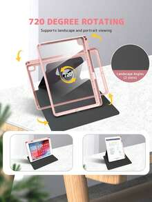 1 件装，樱桃蝴蝶结苹果平板电脑保护套，720° 旋转亚克力硬壳，加厚硅胶软边减震，自动唤醒/睡眠，镂空 Logo 孔，兼容 iPad 11/20/25/第十代/第九代，iPad Pro 20/24 13/11 英寸，带非磁性保护套，办公学习必备保护套。 - 粉色 - 查看 6