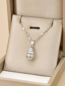 1 chiếc vòng cổ trang sức sang trọng bằng thép không gỉ hình giọt nước đính đá Rhinestone hoàn toàn thời trang dành cho nữ, 1 đôi bông tai trang sức sang trọng bằng thép không gỉ hình giọt nước đính đá Rhinestone hoàn toàn thời trang dành cho nữ - Vàng - Xem 8