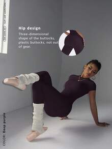 FWH Conjunto de dos piezas de ropa deportiva juvenil de campus: top de unicolor lindo, con cuello redondo, elástico y ajustado; y pantalón de cintura alta, ceñido, casual, de control de abdomen, elegante, versátil, ideal para baile, running, yoga y uso diario.