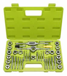 Juego De Pulgada Acero Machuelos Y Terrajas, 40 Pcs - Verde - Ver 1