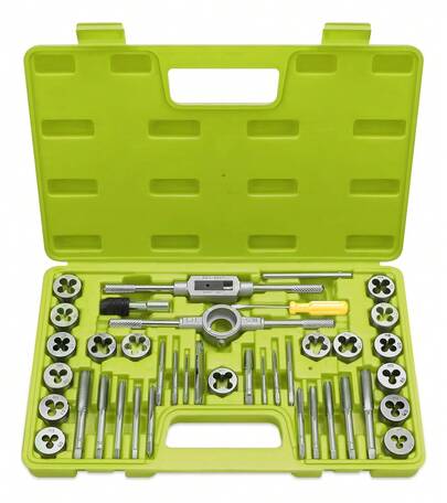 Juego De Pulgada Acero Machuelos Y Terrajas, 40 Pcs