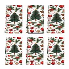 Serviettes de cuisine à motif sapin de Noël, 2/4/8 sets, très absorbantes et décoratives, conviennent pour la décoration des fêtes, la cuisine, la cuisson, les cadeaux de pendaison de crémaillère et le nettoyage, adaptées pour la cuisine, la salle de bain et la salle à manger