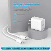 FCV 1-2 Packs 20W PD USB C Wall Fast Charger Adapter With 3FT/6FT Type C To Lightning Cable Compatible With IPhone 14 13 12 11 Pro Max XR XS X SE [DOESN'T WORK WITH I Phone 15/16]