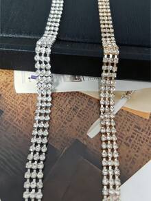 1pc Gentleman's Rhinestone Decor Chain, Suitable For Parties And Birthdays