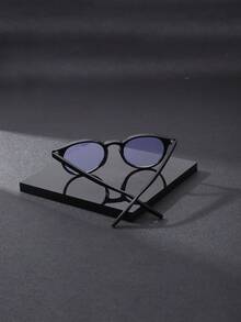 1 Pair Vintage Round Frame Personalized Fashion Multi-Color Flat Lens Glasses For Men, Metal Hinges, Suitable For Computer Office, Decoration, Student Study, Reading, Business, Running, Gaming, Driving - Multicolor - View 8