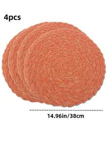 Round Woven Placemats 15 Inch Set Of 4 Bohemian Woven Washable Kitchen Table Placemats For Family Gatherings, Wedding Parties