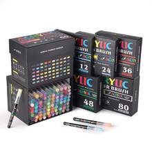 1 Box 48-Color Straight Liquid Soft-Head Acrylic Marker Set Student Non-Permeable Stackable Art Brush Interest Class Painting Watercolor Pen Graffiti Paint Soft Pen