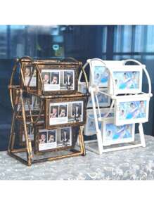 1个创意复古旋转摩天轮相框 - 4英寸/5英寸个性化家庭相框，可容纳12张照片，需自行组装，包含ABS塑料相框和随机图案插片 - 生日礼物、家居装饰、办公桌配件、情人节惊喜、复活节纪念品、客厅装饰、家庭回忆珍藏 - 銅色 - 查看 10