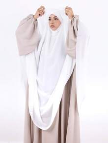 2 Layer Chiffon Khimar With Cape, Raspberry Color, Suitable For Women's Daily Wear And Prayer, All Season For Dress - Multicolor - View 10