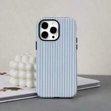 Funda para teléfono (1 unidad) con diseño de líneas azules y blancas, 2 en 1. Resistente, absorbe los golpes y tiene un diseño moderno. Compatible con phone 16/15/14/13/12/11/Plus/Pro. Para hombres y mujeres. Un regalo ideal para Halloween. - Colores mezclados - Ver 2