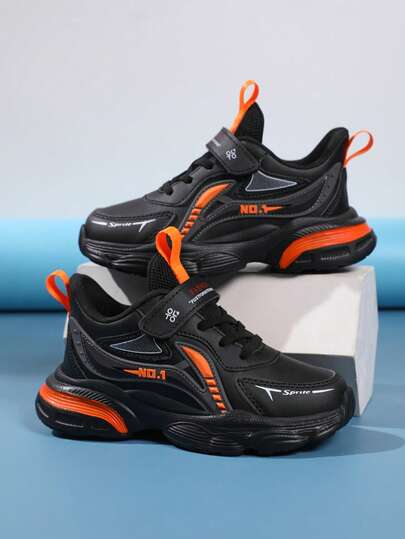 Zapatos deportivos para adolescentes, zapatos deportivos casuales de vuelta al colegio, suela ligera y antideslizante de EVA, parte superior de piel sintética fácil de mantener