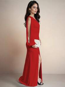 Women Long Dresses - Red - View 4