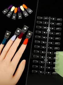 48/72/120pcs Removable Almond Nail Magnetic Display Color Card ,Nail Polish Swatch False Nail Display Card,Magnet Design,Strong Adsorption,Acrylic Display Board Nail Polish Adhesive Training Practicing Tool TipsPortable Detachable Display For Studios And Nail Enthusiasts - Multicolor - View 3