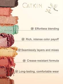 CATKIN 9-Color Neutral Eyeshadow Palette - Matte & Shimmer Eyeshadows, High Pigment Matte & Pearl Finish, Spring C01 - C01 Spring - 查看 6