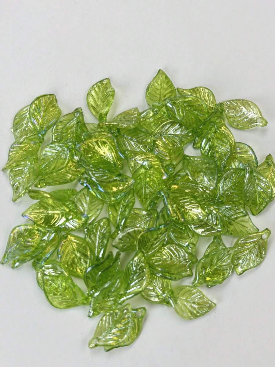 100pcs Transparent Green Leaf DIY Jewelry Accessories - Fantasy Light Green - View 1
