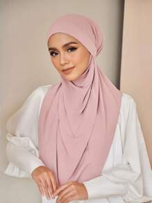 1pc Instant Hijab Muslim Instant Khimar, Soft, Comfortable, Breathable, Skin-Friendly Crystal Linen Fabric, Forehead Strap Design For Secure Fit, Multiple Wearing Styles, Suitable For Daily Life, Worship, Gathering, Prayer, Pilgrimage