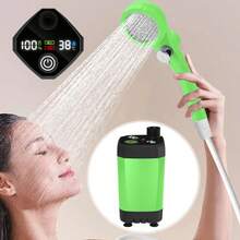Portable Shower For Camping, [Long-Lasting] 6000mAh Rechargeable Camping Shower With Intelligent LED Display, Camping Essentials, Outdoor Shower, IPX7 Waterproof Outdoor Camp Pump For Hiking, Travel, Car, Pet, RV.