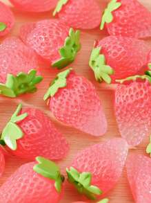 3pcs Cute Semi-Transparent 3D Strawberry & Cherry Pendant For DIY Jewelry, Earrings Supplies