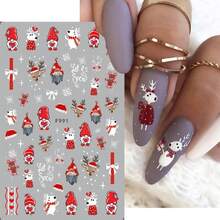 Christmas Nail Art Stickers, Santa Claus, Reindeer, Snowman, Tree Designs, Self-Adhesive Cartoon Nail Decals, Matte Effect, Glitter Decorations, Paper Material, Pre-Glued, Single Use, Asymmetrical Shapes, Suitable For DIY And Nail Salons, Plastic Surface, Fragrance-Free Snowflake Theme - Multiple Specifications - View 5