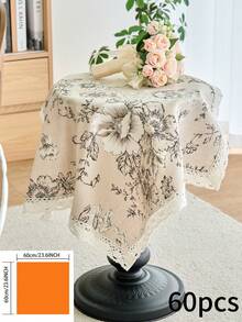 1 Stück schwarze Tischdecke mit Blume Muster, amerikanischer Landhausstil mit Spitzenrand, vielseitig einsetzbar für Esstisch, Küche, täglichen Gebrauch, Feste, Partys, Abendessen, Mikrowelle, Heimdekoration, für alle Jahreszeiten