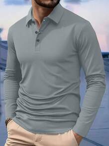 3 قمصان بولو رجالية، بأكمام طويلة، بأربعة أزرار، قابلة للتنفس، مناسبة للعمل والجولف والأنشطة اليومية، متعددة الاستخدامات للخارج والسفر والعطلات والتجمعات، ملابس خريفية