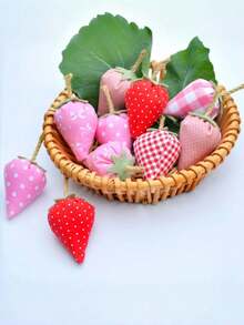 6pcsStrawberry Shaped Filling, Handmade Retro Style Fabric Strawberries, Tray Decoration, Room Decor,Decor,Desk Accessories,Trinkets,Birthday Decorations,Party Decorations,Room Decor, Living Room Decoration, Room Decoration, Bathroom Decoration, Outdoor Decoration, Can Be Used For Ation, Christmas Decoration, Home Decor Christmas Decorations Winter