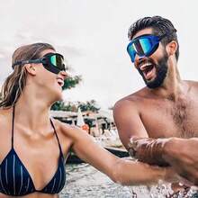 2-Piece Swimming Goggles For Adults And Children - Anti-Fog Full Coverage Design, 3-Color UV Protection Lenses, With Waterproof Earplugs And Nose Clips, Suitable For Outdoor Activities, Outdoor Fun - 水綠色和亮橙色 - 查看 2