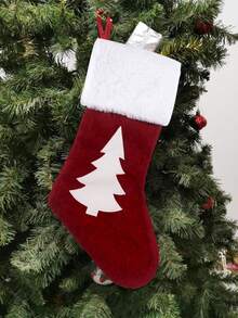 1 Pieza Calcetín Navideño, Calcetín Navideño con Patrón de Árbol de Navidad, Calcetín Navideño de Fieltro Rojo y Blanco para Colgar en la Chimenea, Bolsa de Regalo Adecuada para Fiestas Navideñas, Decoraciones del Hogar, Regalos de Navidad, Decoraciones Navideñas, Decoración de Habitación, Decoraciones Navideñas de Invierno, Regalos de Navidad, Decoración Navideña - Multicolor - Ver 3