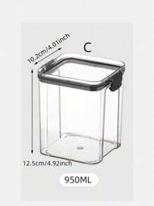 Recipientes de almacenamiento de alimentos con tapa, botes de alimentos de plástico transparente hermético al aire, cajas de preservación selladas a prueba de humedad, apropiados para granos, arroz, pasta, té, frutos secos y granos de café, botes de almacenamiento de alimentos de plástico, artículos de cocina - Negro - Ver 21