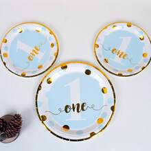 12/24/48 Set, Suitable For 1st, 2nd And 3rd Birthday Parties, Birthday Theme Parties, Includes Heat Press Pattern Paper Plates, Party Plates, Paper Plates. Includes 7-Inch And 9-Inch Plates, Accommodates Up To 48 People Gathering, Picnic Supplies, Birthday Party - Multicolor - View 8