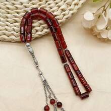 1pc 33pcs Cylindrical Glass Bead Tasbih, Elegant & Suitable For Men's Daily Wear - 33 Cylindrical Glass - View 15