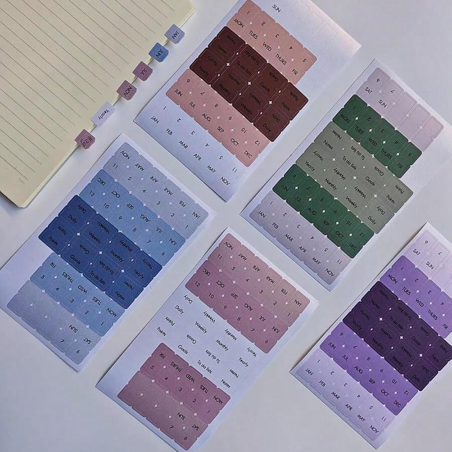 Month Tabs, Planner Tabs,  Calendar Monthly Tab Stickers Designer Accessories Monthly Tabs Planner Stickers For Office Planners Organizations (Mountain) - Multicolor - View 1