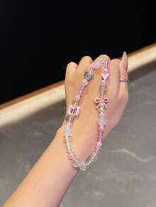 SANRIO Polyester Faux Pearl Beaded Bracelet, Phone Strap Chain Bead Pendant, Portable Phone Chain Accessory - KT1 - 查看 2